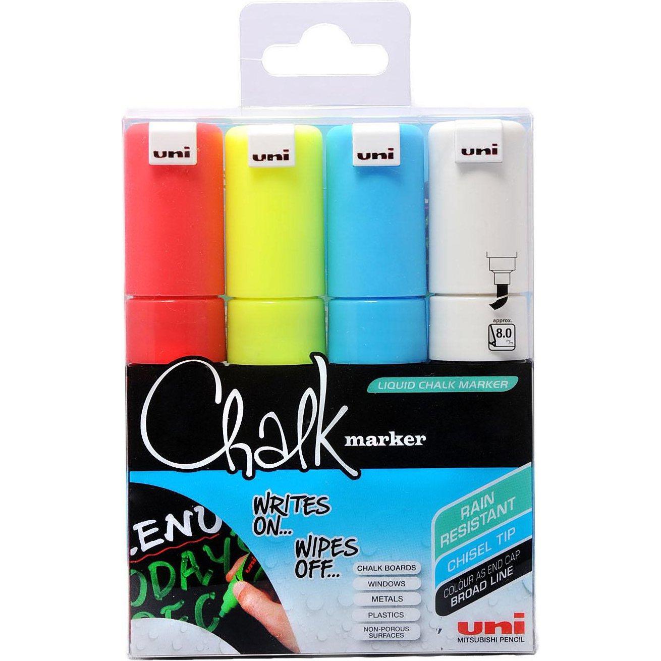 Thumbnail - Uni-ball, Marker, Chalkmarker 8M - Assorted colors, 8 pc (Mehrfarbig, 8 mm, 8 x)