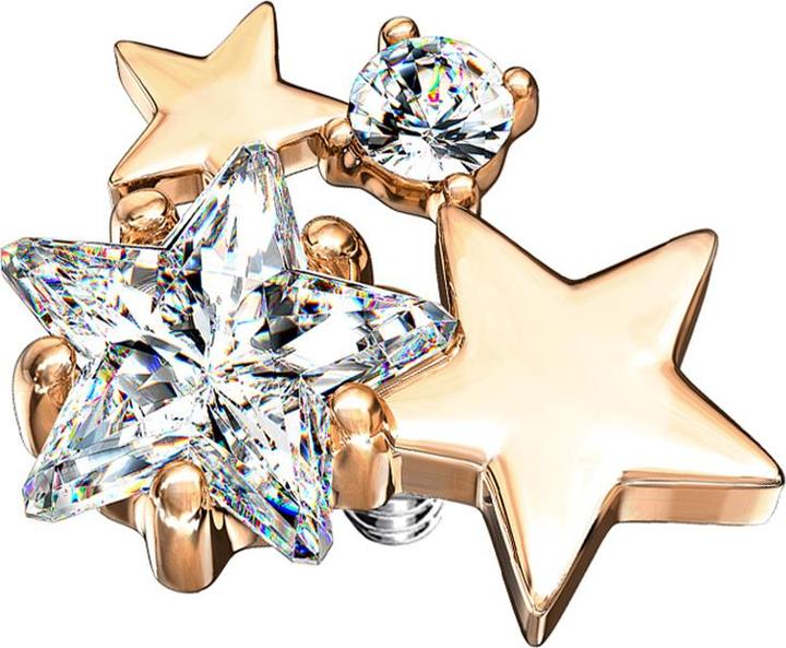 Actual product image Star Piercing Dermal Anchor rose gold double star crystal silver (Brass, Surgical steel 316L)