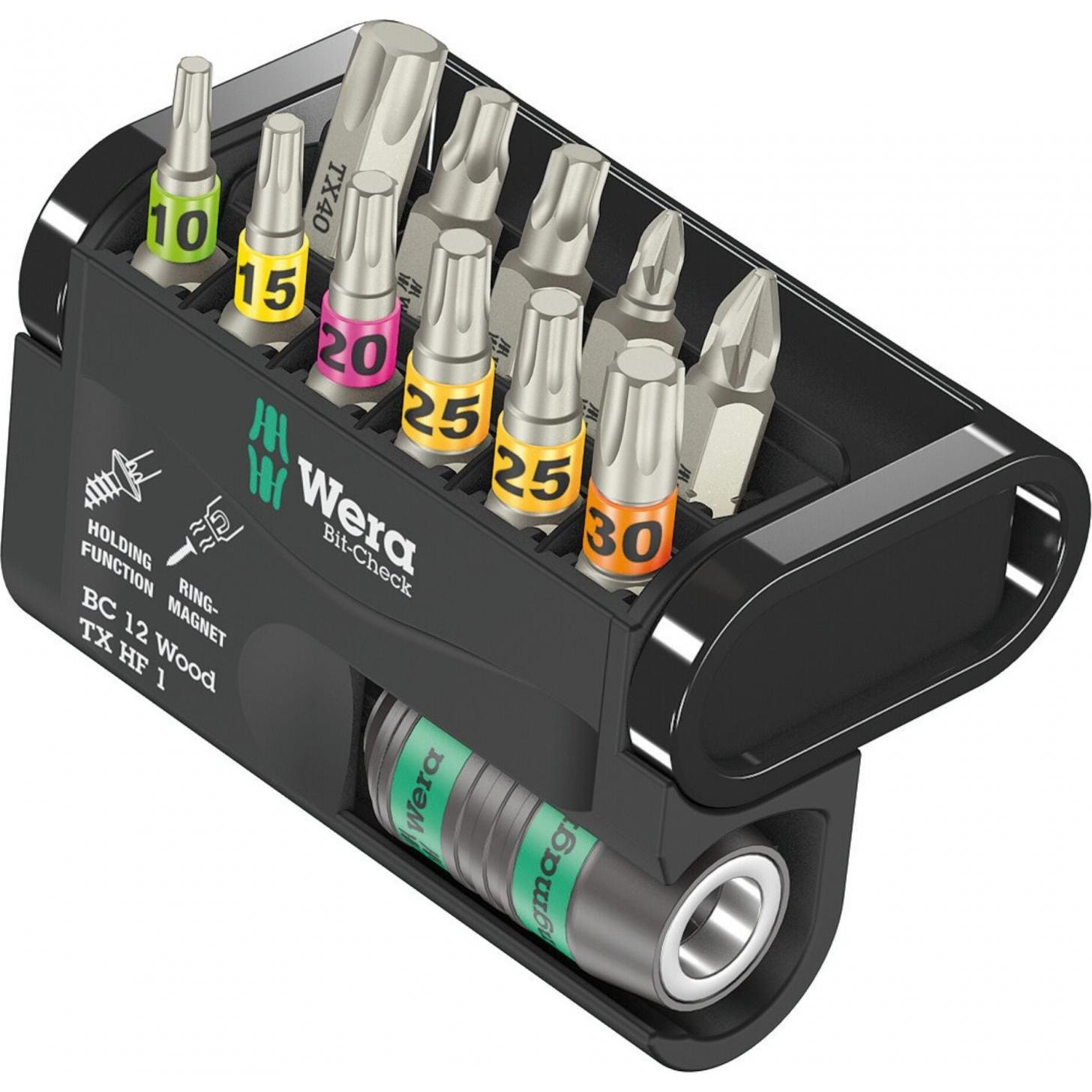 Wera, Bits, Bit-Check 12 Wood TX HF 1 (1/4")