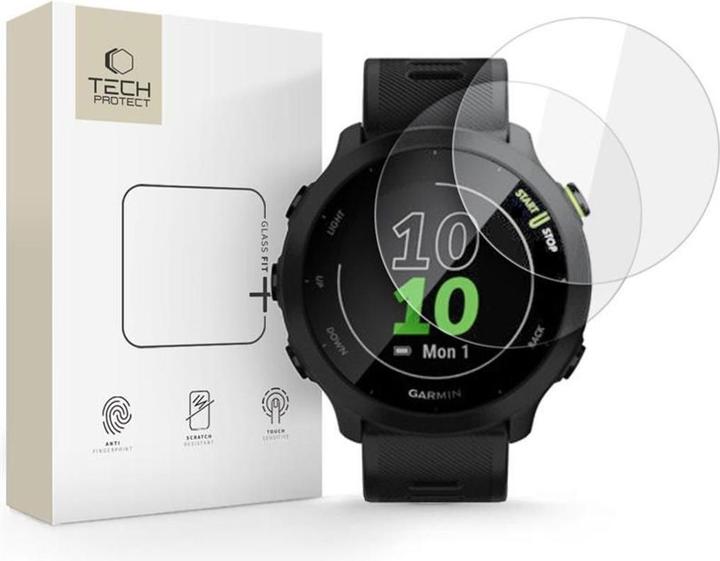 4Kom Tech-Protect Glass Fit+ 2er-Pack Panzerglas für Garmin Forerunner 55 - klar (Garmin Forerunner 55)