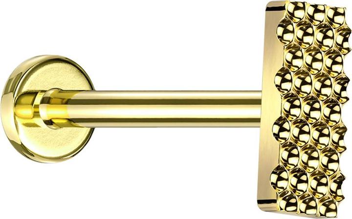Actual product image Star Piercing Micro Labret internal thread gold plated dotted diamond cut rectangle gold plated (Titanium, without brass)