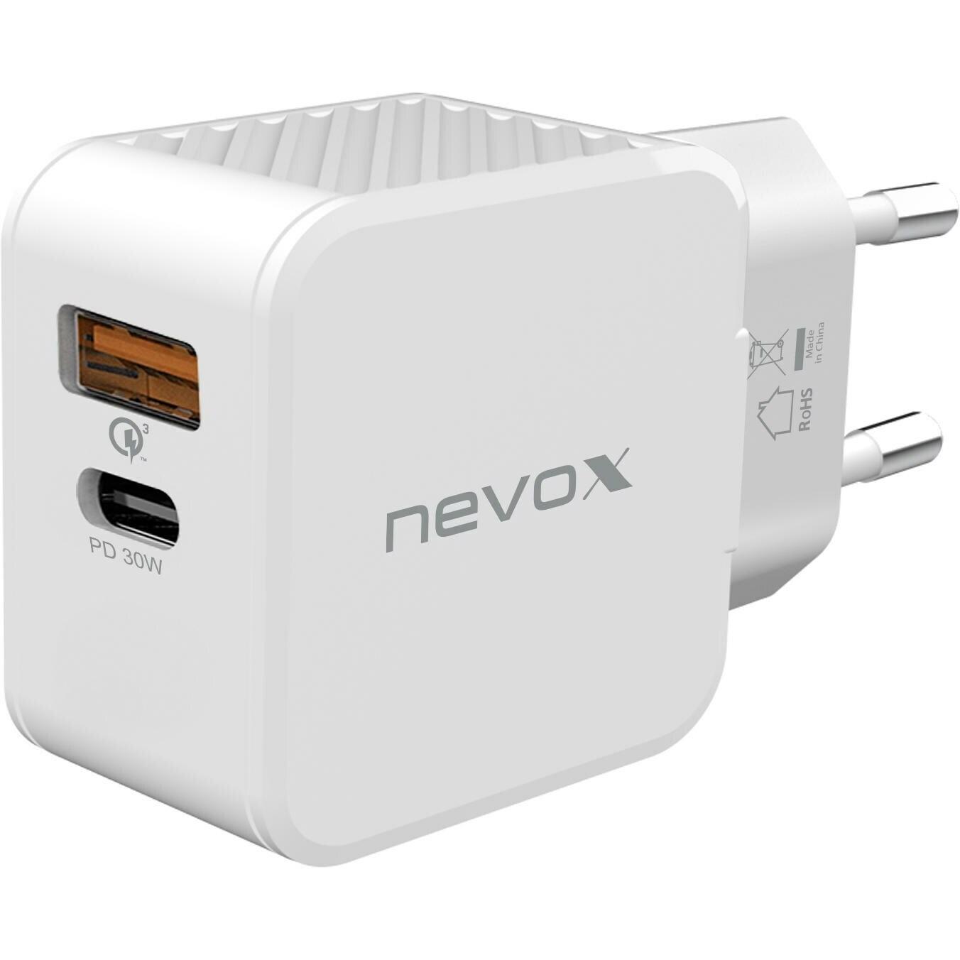 Thumbnail - Nevox USB-Wandladegerät USB-C Power Delivery + QC 3.0 30 W (30 W), USB Ladegerät, Weiss