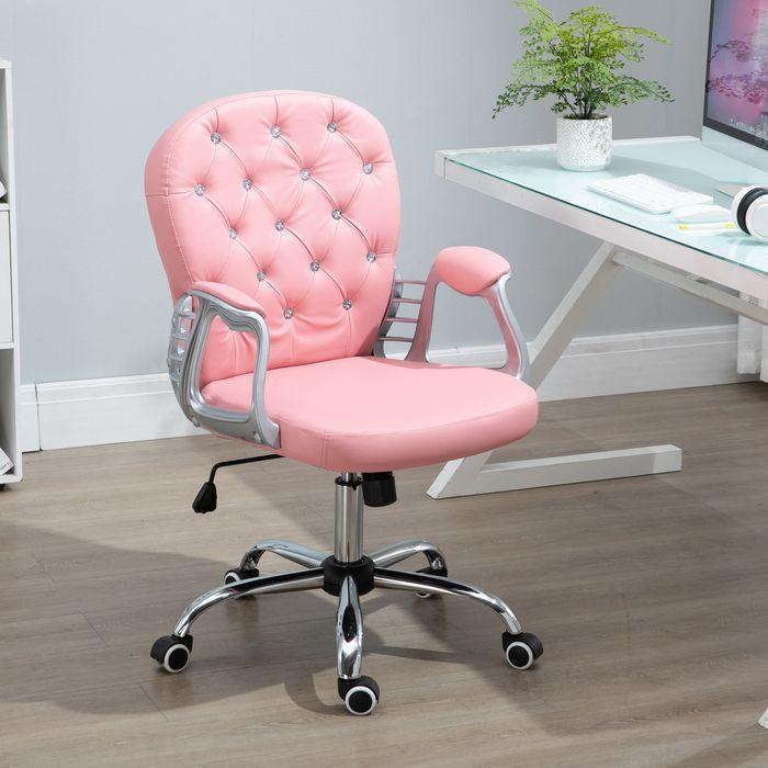 Image du produit Swisshandel24 Chaise de bureau dossier ergonomique rembourré, rose, PU (49 - 58 cm)