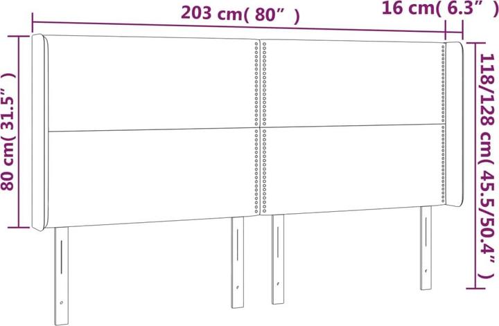 Image du produit vidaXL LED Kopfteil (203 x 16 x 128 cm)