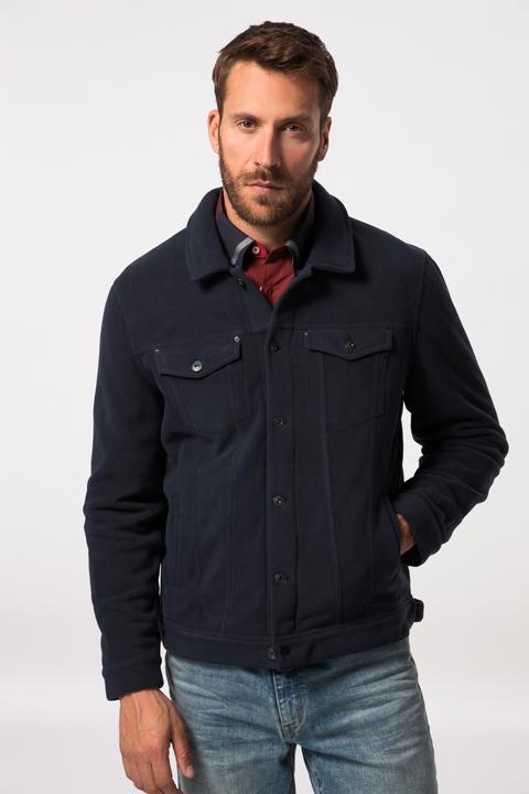 Produktbild JP1880 Fleecejacke, Truckerstyle, Knopfleiste, Brusttaschen (4XL)