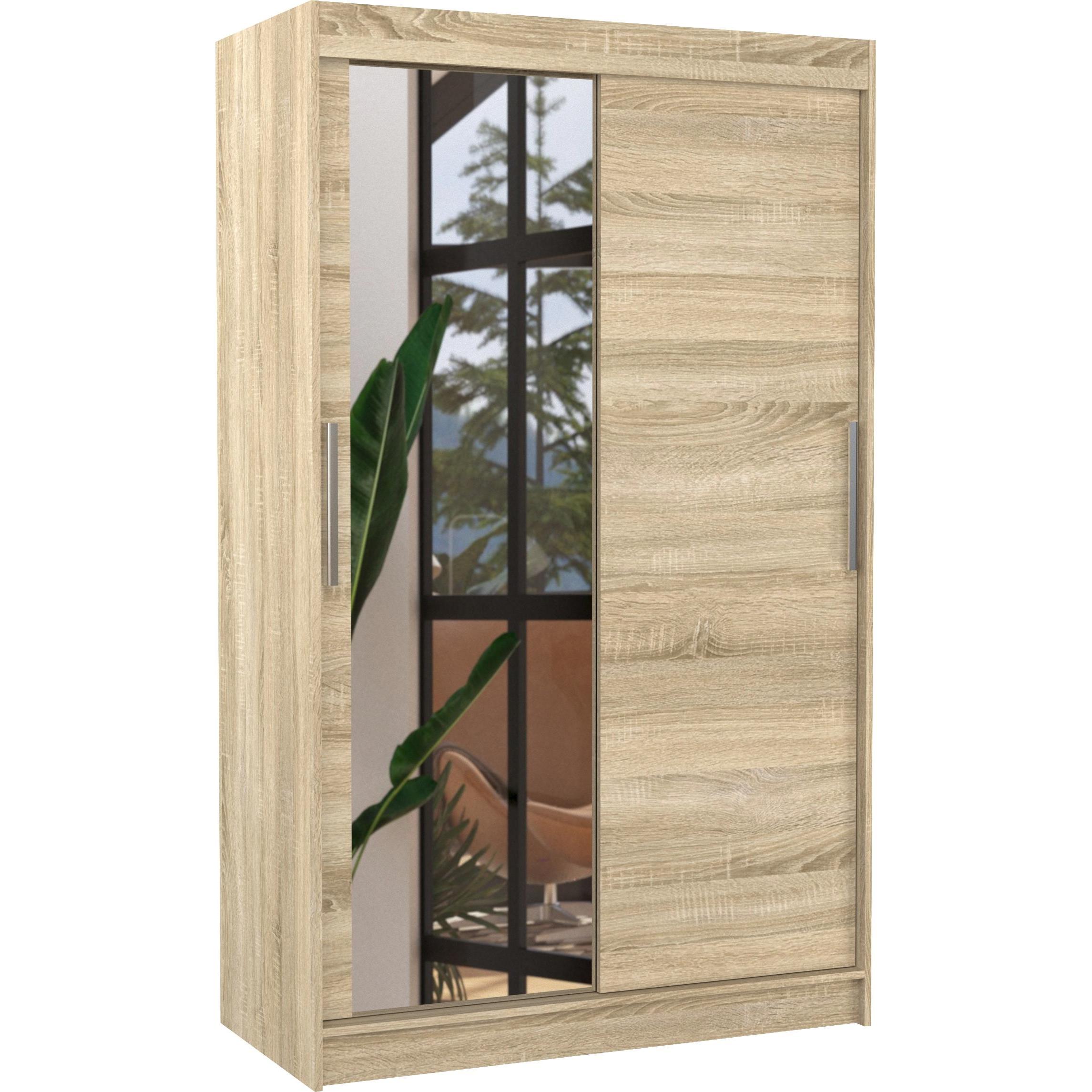ADRK Furniture, Kleiderschrank, Verspiegelter Schiebeschrank BARIO 120 (120 x 58 x 200 cm)