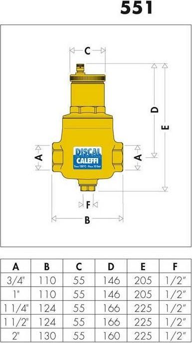 Actual product image Caleffi Air separator DISCAL brass, with drain connection 1inch IT