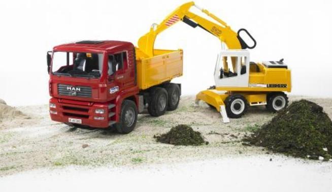 Actual product image Bruder Man dump truck with articulated wheel loader