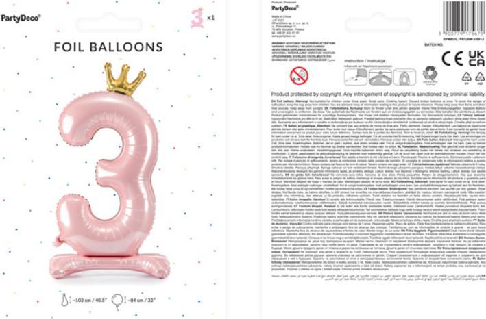 Produktbild Partydeco Ballon Zahl 3 auf fuss (1 x)