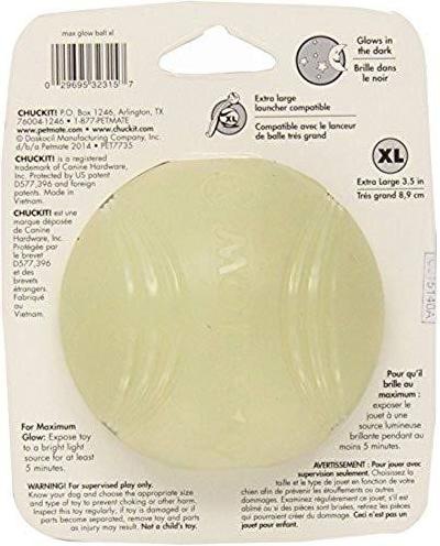 Immagine prodotto Chuckit! CHUCKIT MAX GLOW Incandescente diametro 9 cm taglia XL Bianco (Palla giocattolo per cani)