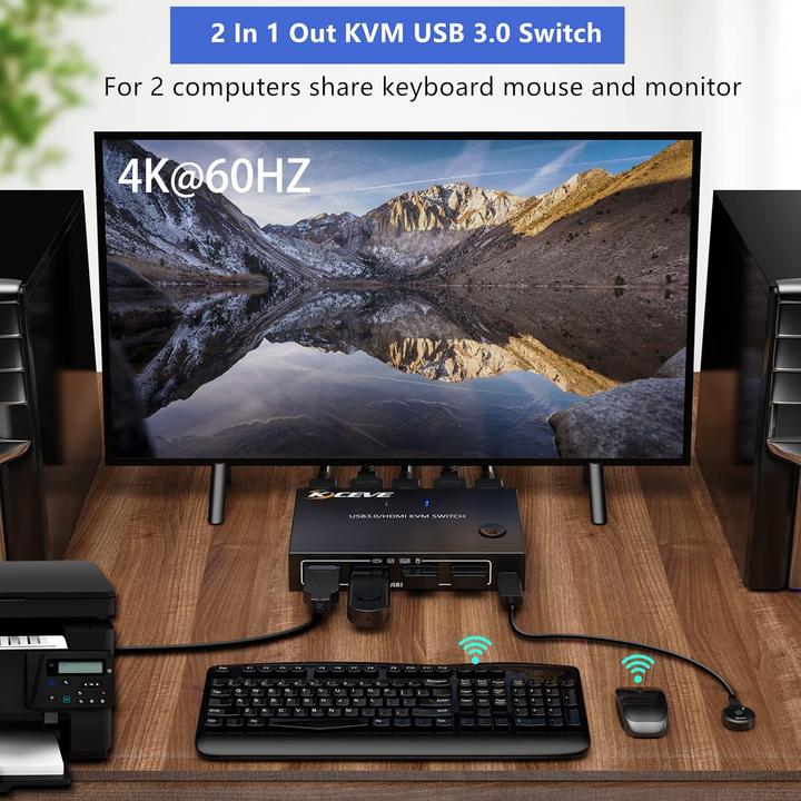 Produktbild Kceve KVM USB 3.0 Switch für 2 Computer, HDMI Schalter
