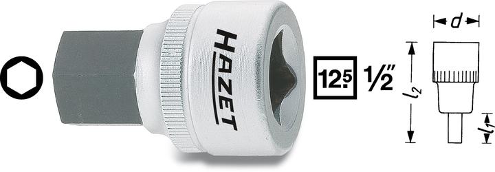 Image du produit HAZET Douille mâle 985-5 ∙ Carré creux 12,5 mm (1/2 pouce) ∙ Profil à 6 pans intérieurs ∙ 5 mm (5 mm)