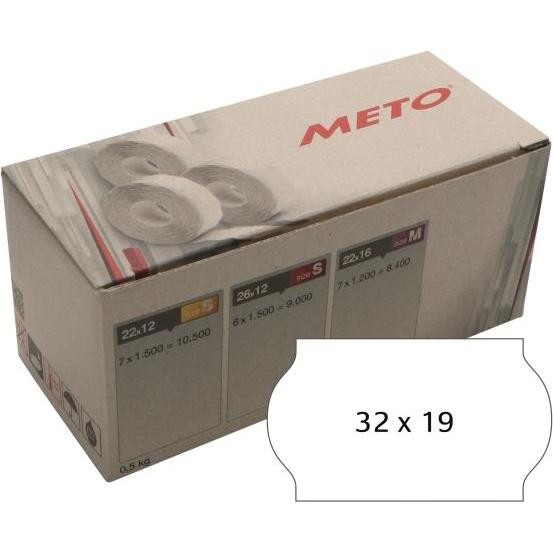 METO, Etiketten, etiket perm 32x19 hvid (5rl/1000)