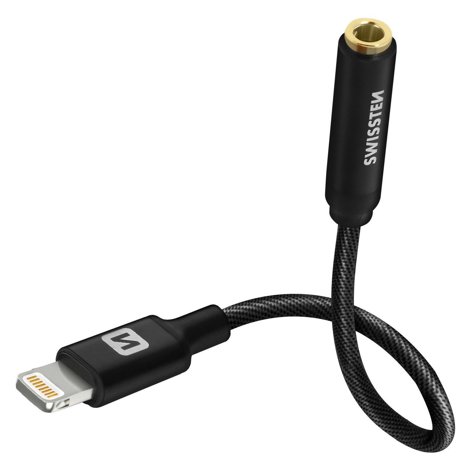 Swissten Adattatore Audio Lightning / 3,5 Mm (Jack Da 3.5Mm, Lightning), Adattatore Dispositivo Mobile, Nero-image