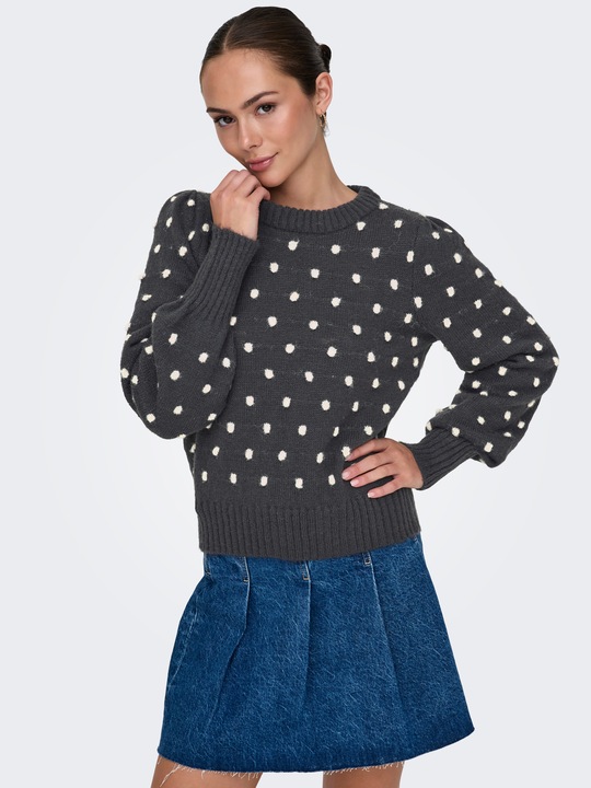 Immagine prodotto JdY Vestibilità regolare Collo alto Polsini lunghi Maniche a sbuffo Pullover Maglione in maglia (L)