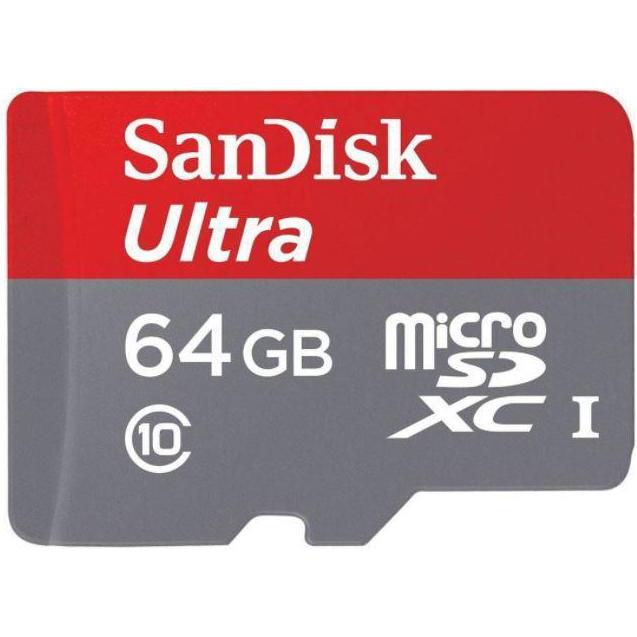 SANDISK MEMORIA Micro SDXC 64GB UHS-I/SDSQUNR-064G-GN3MN (64 GB, microSDXC, UHS-I), Scheda di memoria, Rosso, Grigio