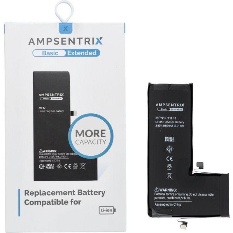 INNE Other AmpSentrix Basic battery for iPhone 11 Pro (high capacity 3450 mAh), Batteria smartphone