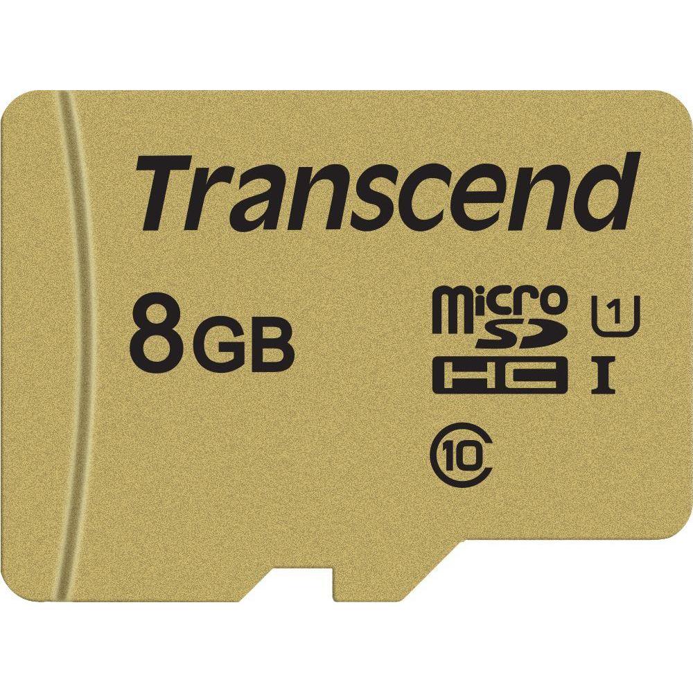 Transcend 8GB UHS-I U1 Micro SD su adapteriu SD (8 GB, microSDXC, U1, UHS-I), Scheda di memoria, Oro