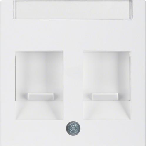 Berker, Zubehör Schalterprogramm, Mittelabdeckung Staubschutzhaube S/B Doppelstecker weiss