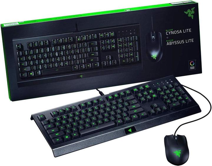 Actual product image Razer Gaming keyboard Cynosa Lite and mouse Abyssus Lite set, US layout (DE, Cable)