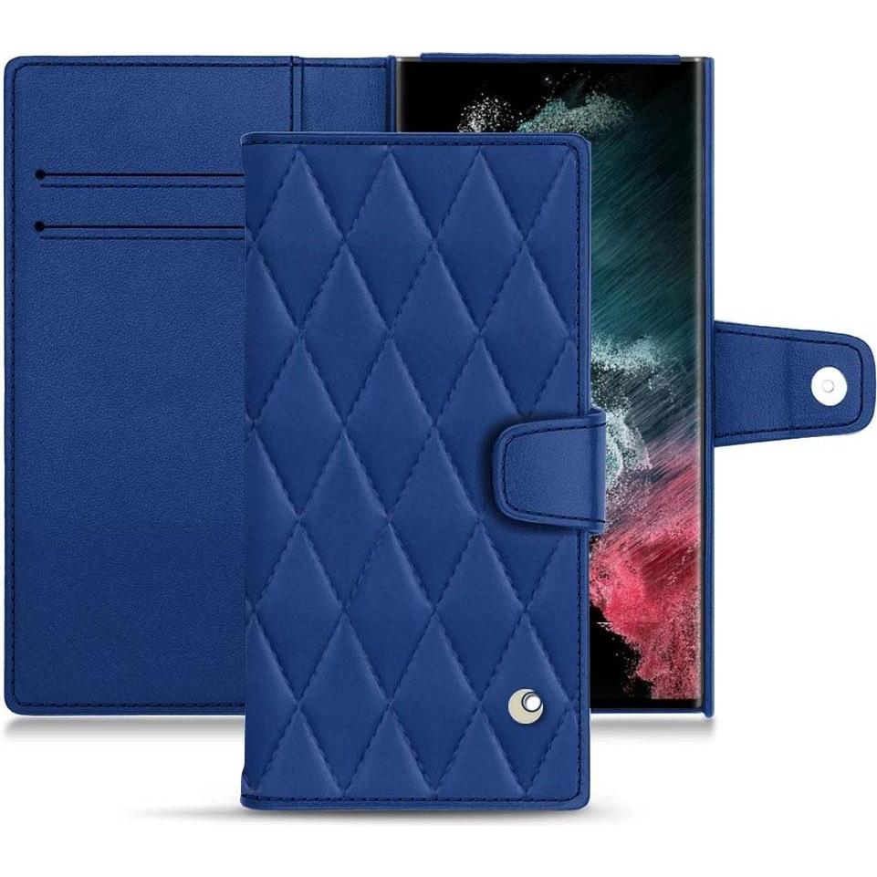 Noreve Lederschutzhülle Wallet (Samsung Galaxy S22 Ultra), Smartphone Hülle, Blau