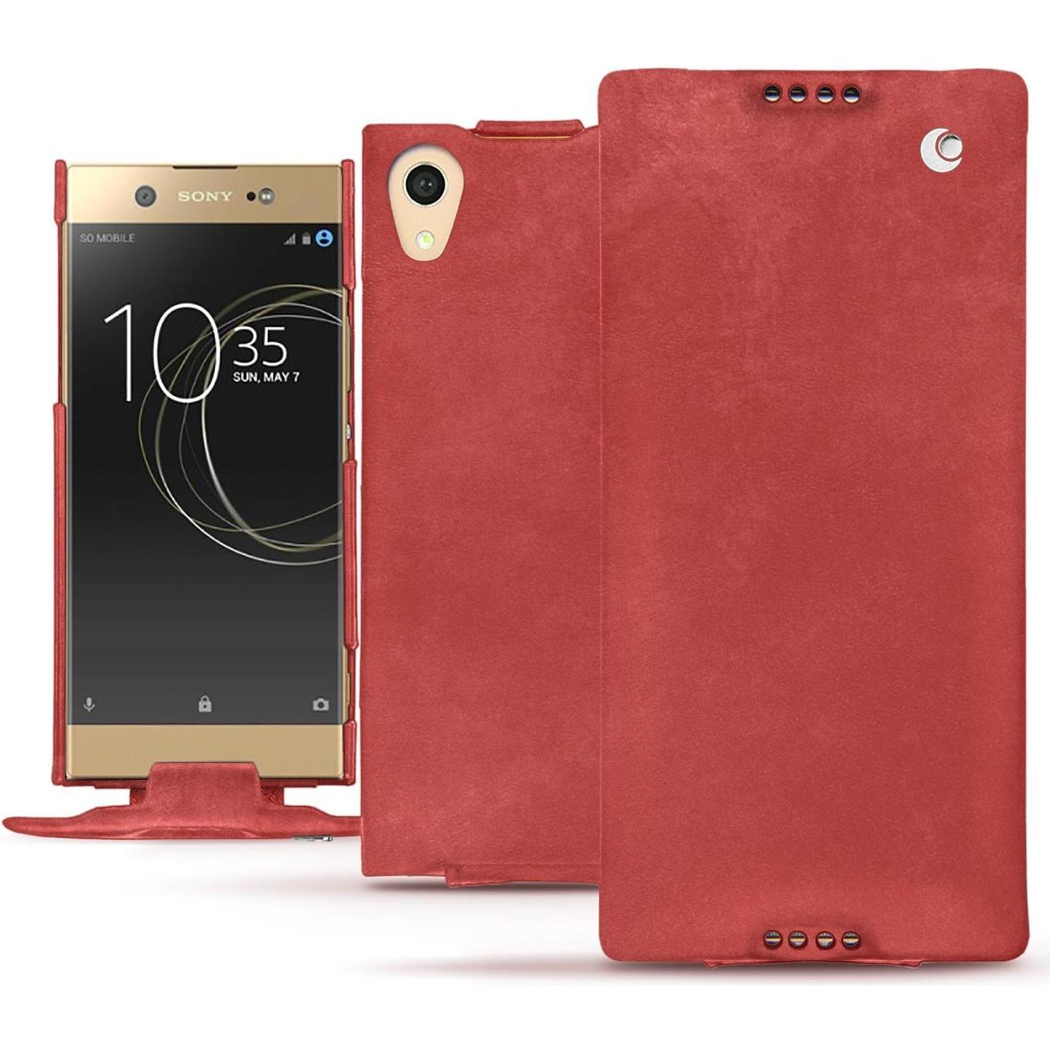 Noreve Lederschutzhülle vertikal (Sony Xperia XA1 Ultra), Smartphone Hülle, Rot