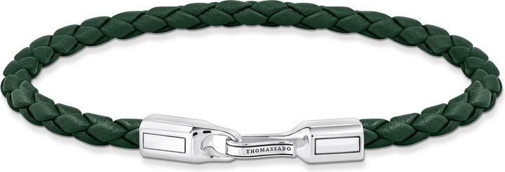 Immagine prodotto Thomas Sabo Bracciale in pelle stretto in argento verde (17 cm, Cuoio, Annerito, Argento 925)