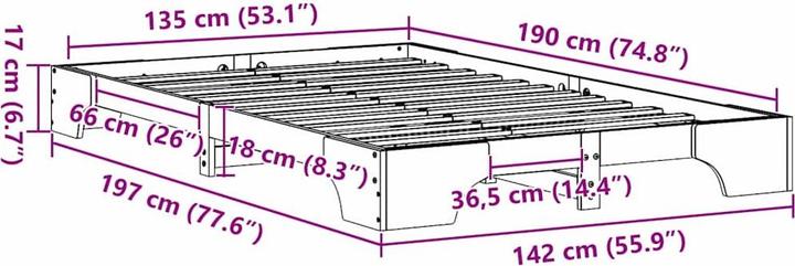 Produktbild vidaXL Bettgestell (135 x 190 cm)
