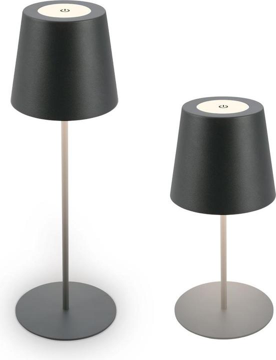 B.K.Licht LED Akku Tischleuchte, IP44, 2,5W, anthrazit (200 lm)