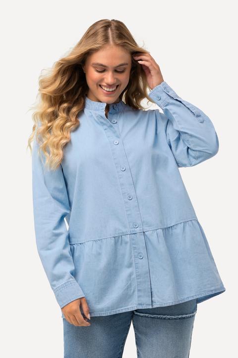Actual product image Ulla Popken Soft Denim Blouse with Peplum Panel (46, 48)