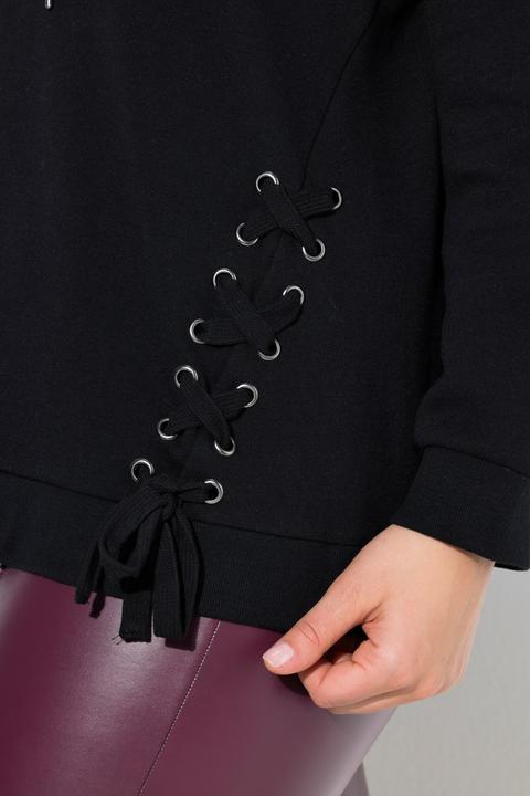 Produktbild Ulla Popken Hoodie, Zierschnürung, Kapuze, Langarm (58)