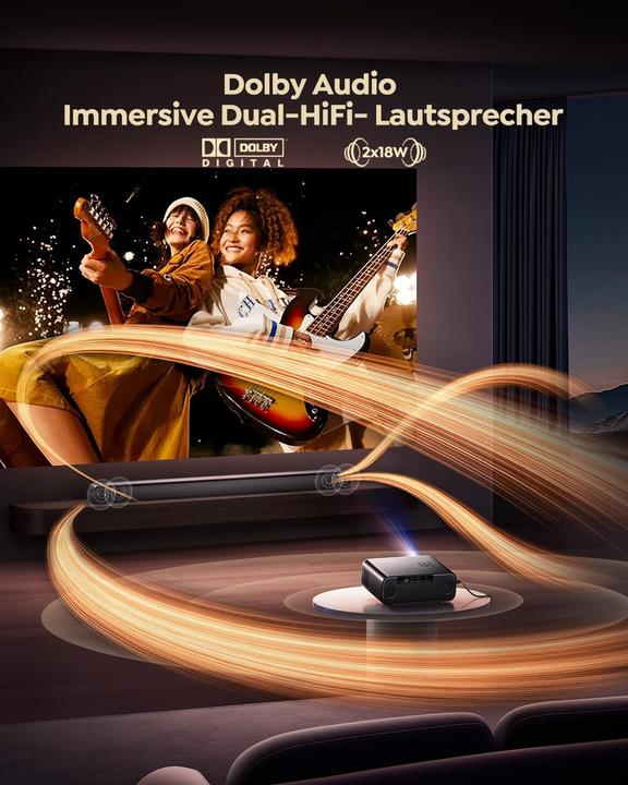 Actual product image WiMiUS P62 Pro Smart Beamer mit Netflix & Dolby Audio, 4K Unterstützung (4K, 1100 lm)