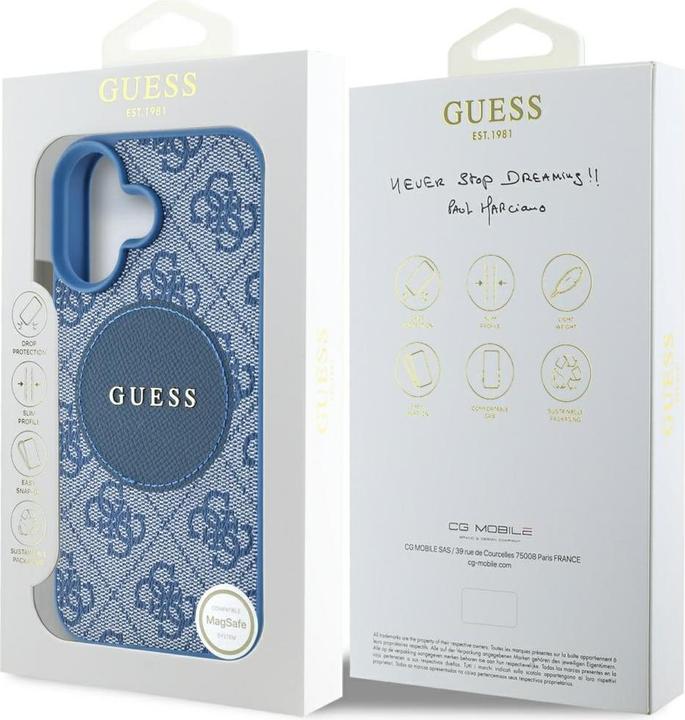 Immagine prodotto Guess Case 4G Circle Classic Logo MagSafe for iPhone 16 blue (Apple iPhone 16)