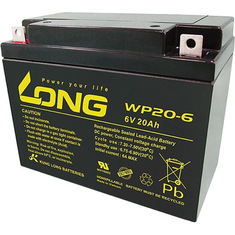 Kung Long, Fahrzeugbatterie, Akku WP20-6 mit M5 Flachpol - M5 B/N Kontakt (6 V, 20 Ah)