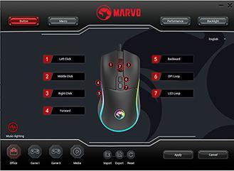 Actual product image Marvo M358 Mouse wire, black, 7200DPI, EOL (Cable)