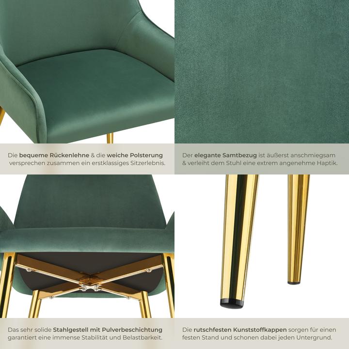 Actual product image tectake Avane upholstered chair, velvet look, load capacity 120 kg