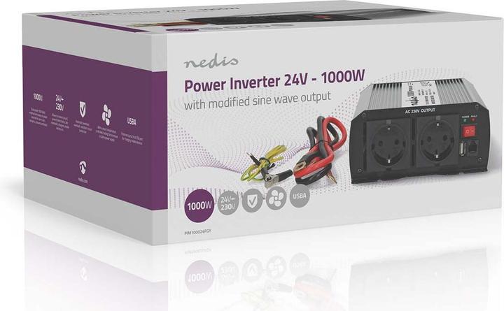 Immagine prodotto Nedis Inverter di potenza a onde sinusoidali modificate - Tensione di ingresso: 24 V DC - Connessione di