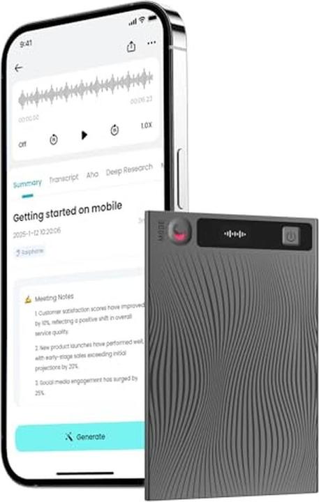 Mobvoi TicNote voice recorder (gray) (64 GB)