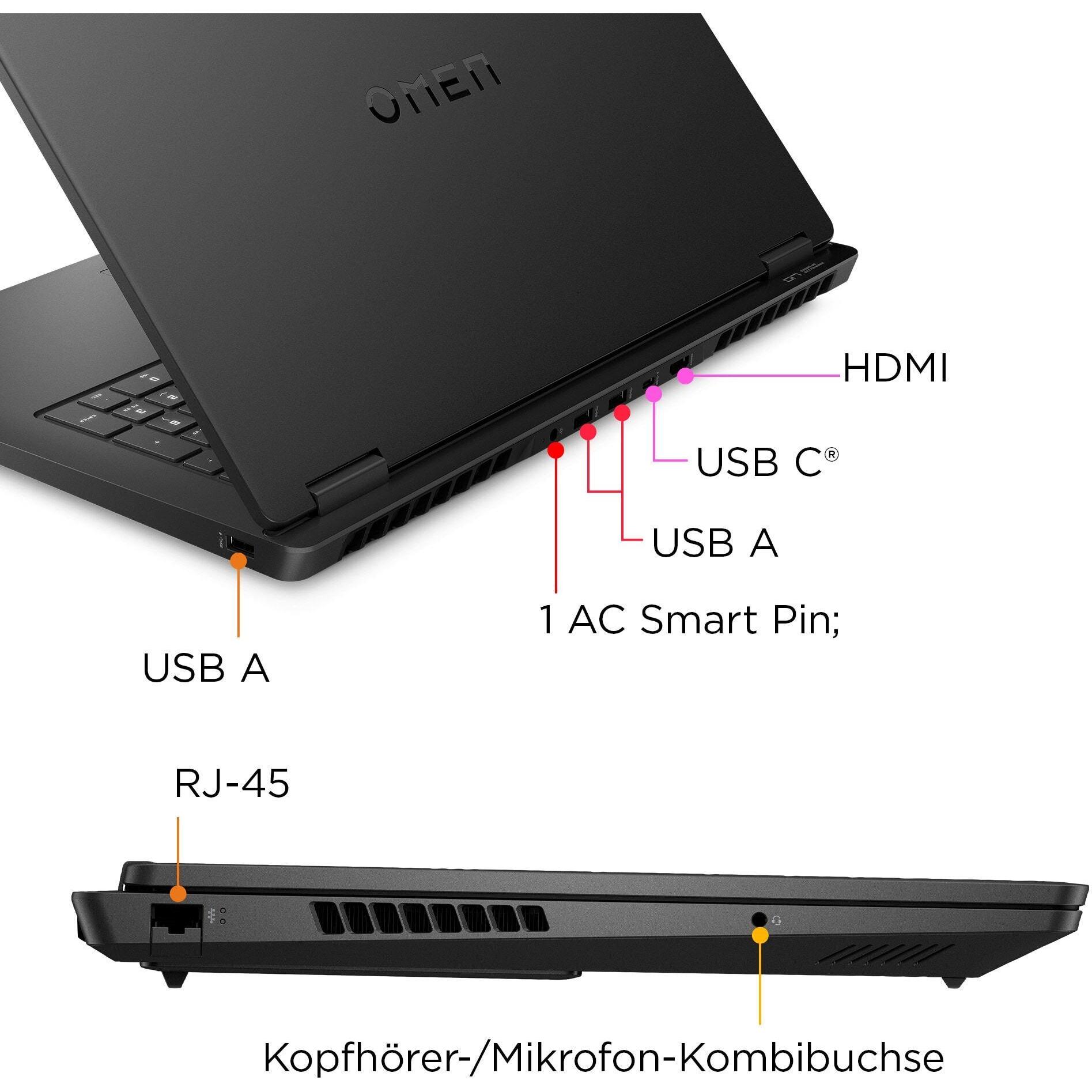 Thumbnail - HP Omen 17-db0079ng (17.30", AMD Ryzen 7 8845HS, 32 GB, 1000 GB, DE), Notebook, Schwarz