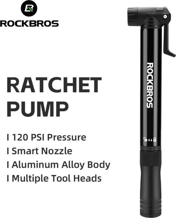 Actual product image Rockbros 42320010001 hand pump for bicycle + screwdriver - black