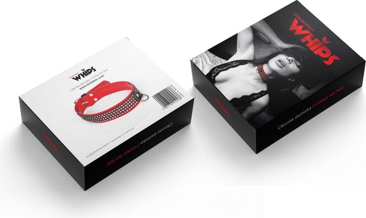 Image du produit Whips Wiązania-WHIPS lakier, obroża damska z kryształkami, czerwona, 3cm