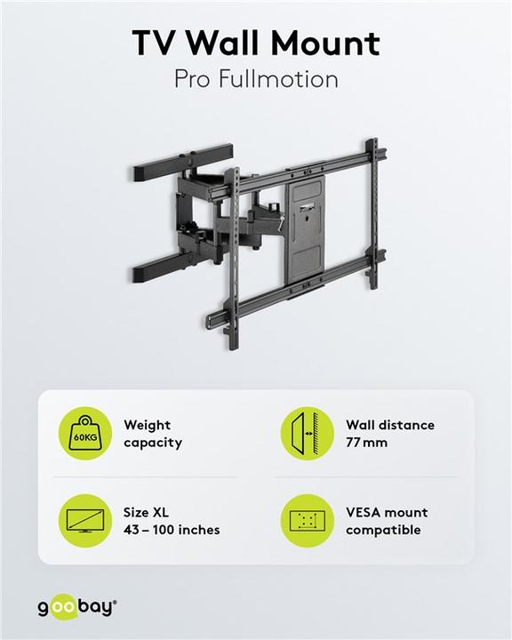 Actual product image Goobay Fullmotion Pro (Wall, 60 kg, 43" - 100")