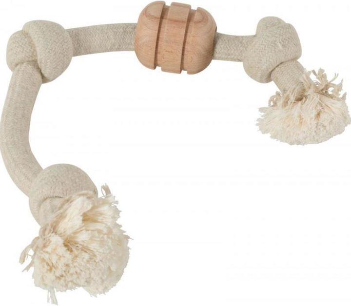 Zolux Jouet avec corde WILD MIX 3 noeuds, avec disque en bois (Jouet à déchirer pour chien)