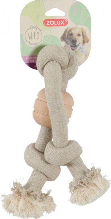Image du produit Zolux Jouet avec corde WILD MIX 3 noeuds, avec disque en bois (Jouet à déchirer pour chien)