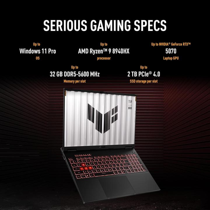 Produktbild ASUS TUF Gaming A16 (16", 512 GB, 16 GB, Eng. Int., AMD Ryzen 7 260)