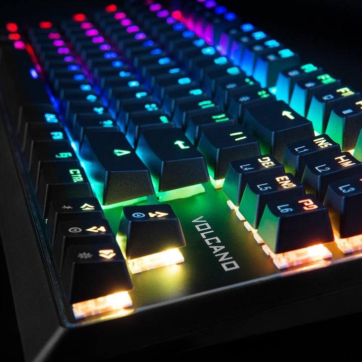 Actual product image Modecom VOLCANO LANPARTY RGB White Gaming Keyboard Blue US (US, Cable)