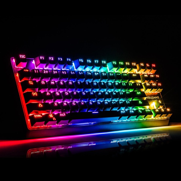 Actual product image Modecom VOLCANO LANPARTY RGB White Gaming Keyboard Blue US (US, Cable)