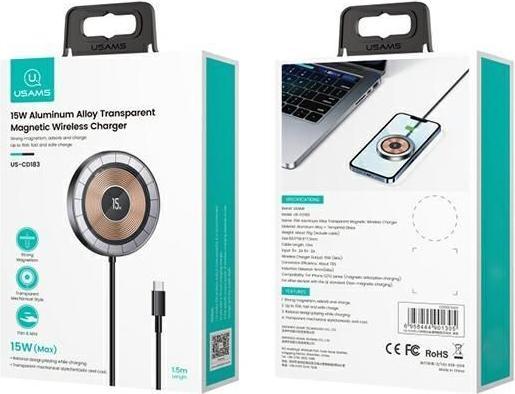 Actual product image Usams Ład. indukcyjna US-CD183 magnetic 15W czarny/black CD183CDX01 (15 W)