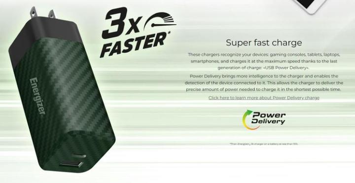 Produktbild Energizer Power-Delivery Ladegerät – 65 W – EU/UK/US (65 W)