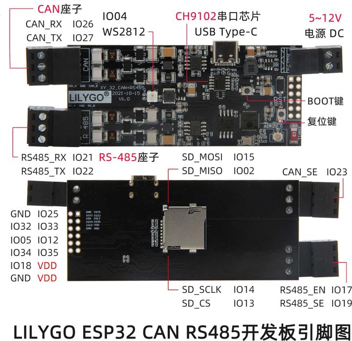 Produktbild Lilygo T-CAN485 ESP32 CAN/RS-485 Entwicklungsboard